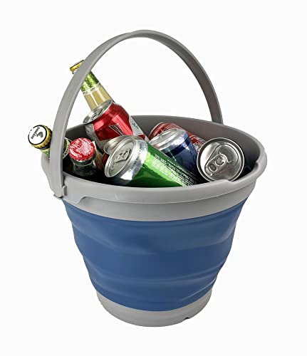 SAMMART 10L zusammenklappbarer Kunststoffeimer–Faltbare runde Wanne – tragbarer Wassereimer zum Angeln – platzsparender Wassertopf für den Außenbereich.