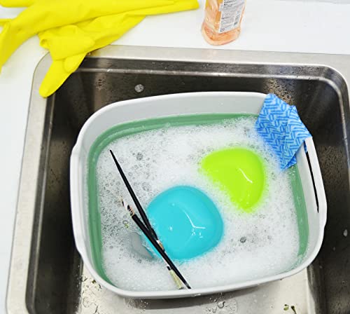 SAMMART 7,5 l zusammenklappbare Geschirrpfanne mit Ablassschraube – faltbares Waschbecken – tragbare Geschirrspülwanne – platzsparende Küchenaufbewahrungswanne