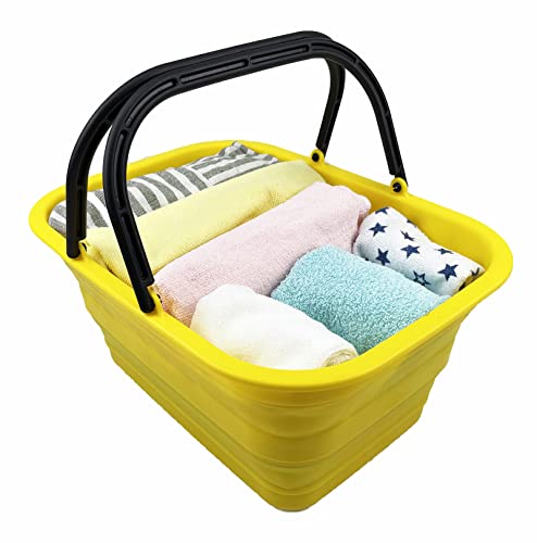 SAMMART 12L zusammenklappbare Wanne mit Griff – tragbarer Outdoor-Picknickkorb/Krater – Faltbare Einkaufstasche – platzsparender Aufbewahrungsbehälter