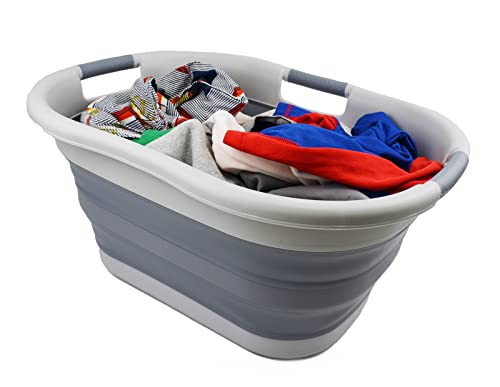 SAMMART faltbarer Wäschekorb aus Kunststoff, 40 l, zusammenklappbarer Pop-Up-Aufbewahrungsbehälter/Organizer – tragbare Waschwanne – platzsparender Wäschekorb