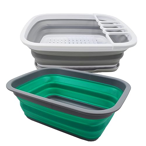 SAMMART 9,2 l Faltbare Kunststoffwanne und 8 l faltbares Abtropfgestell mit Abtropffläche