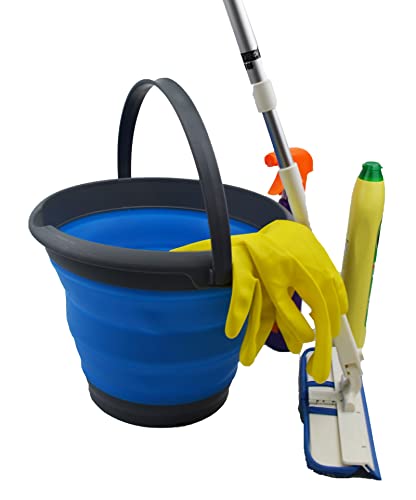 SAMMART 8.5L zusammenklappbarer Plastikeimer – Faltbare runde Wanne – tragbarer Wassereimer zum Angeln – platzsparender Outdoor-Wassertopf. Größe 31cm Durchmesser