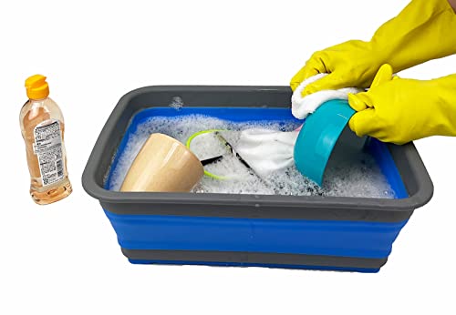SAMMART 7L zusammenklappbare Wanne – Faltbare Geschirrwanne – tragbares Waschbecken – platzsparende Kunststoff-Waschwanne