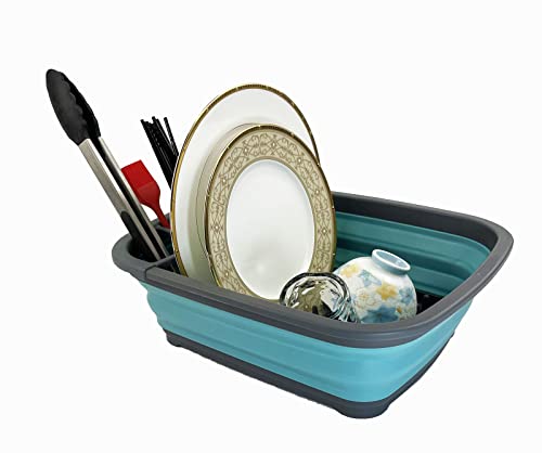 SAMMART 8L Zusammenklappbarer Geschirrabtropfer – Faltbarer Wäscheständer – Tragbarer Geschirr-Organizer – Platzsparende Küchenablage