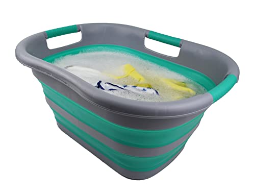SAMMART Faltbarer Wäschekorb aus Kunststoff, 30 l, faltbar, Pop-Up-Aufbewahrungsbehälter/Organizer, tragbare Wäschewanne, platzsparender Wäschekorb/Korb