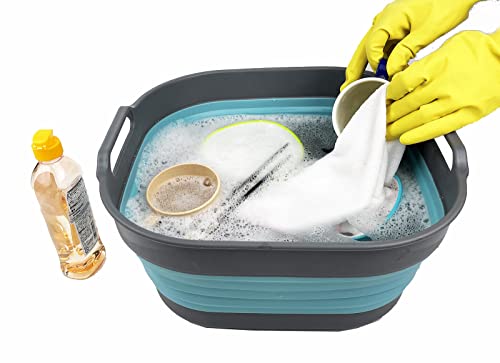 SAMMART 10L zusammenklappbare Geschirrpfanne – faltbares Waschbecken – tragbare Geschirrspülwanne – platzsparendes Küchenablage