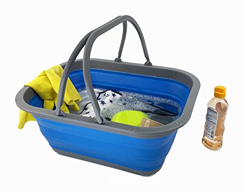 SAMMART 15L Zusammenklappbarer Korb mit Griff - Tragbarer Picknickkorb/Krater für den Außenbereich - Faltbare Einkaufstasche - Platzsparender Aufbewahrungsbehälter