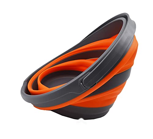SAMMART 10L zusammenklappbarer Kunststoffeimer – Faltbare runde Wanne – tragbarer Angelwassereimer – platzsparender Outdoor-Wassertopf, Größe 33 cm Durchmesser