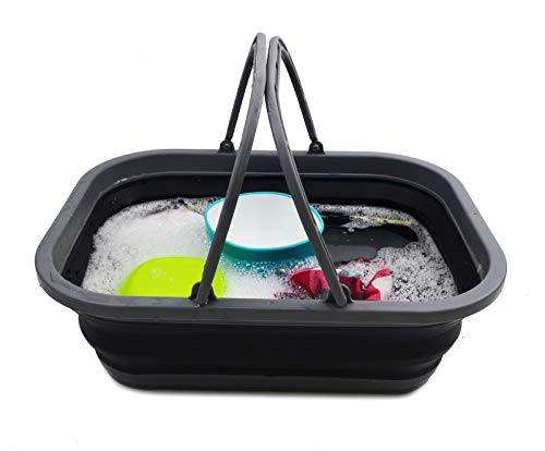 SAMMART 12L Faltbare Wanne mit Griff - Tragbarer Picknickkorb/Krater im Freien - Faltbare Einkaufstasche - Platzsparender Vorratsbehälter