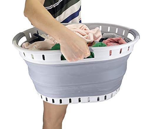 SAMMART 25 l faltbarer Wäschekorb aus Kunststoff, faltbar, Pop-Up-Aufbewahrungsbehälter, tragbarer Waschbehälter, platzsparender Wäschekorb, Korb