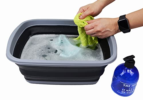 SAMMART 10L Set mit 2 zusammenklappbaren Wannen – Faltbare Geschirrwanne – tragbares Waschbecken – platzsparende Kunststoff-Waschwanne