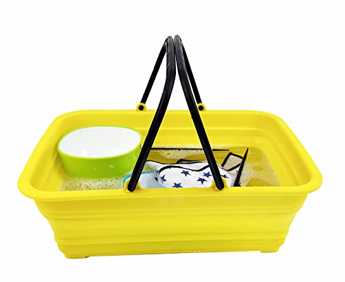 SAMMART 8L Zusammenklappbarer Korb mit Griff – Tragbarer Outdoor-Picknickkorb/Krater – Faltbare Einkaufstasche – Platzsparender Aufbewahrungsbehälter