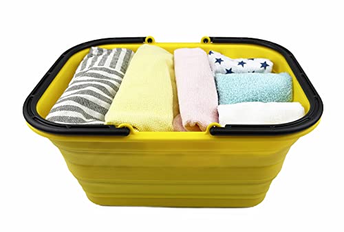 SAMMART 12L zusammenklappbare Wanne mit Griff – tragbarer Outdoor-Picknickkorb/Krater – Faltbare Einkaufstasche – platzsparender Aufbewahrungsbehälter