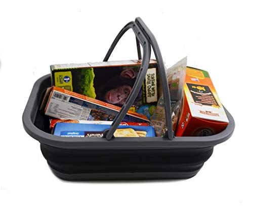 SAMMART 12L Faltbare Wanne mit Griff - Tragbarer Picknickkorb/Krater im Freien - Faltbare Einkaufstasche - Platzsparender Vorratsbehälter