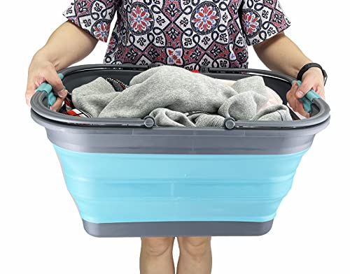 SAMMART 29 l zusammenklappbare Wanne mit Griff, tragbarer Picknickkorb, platzsparender Aufbewahrungsbehälter, Wasserkapazität 24 l