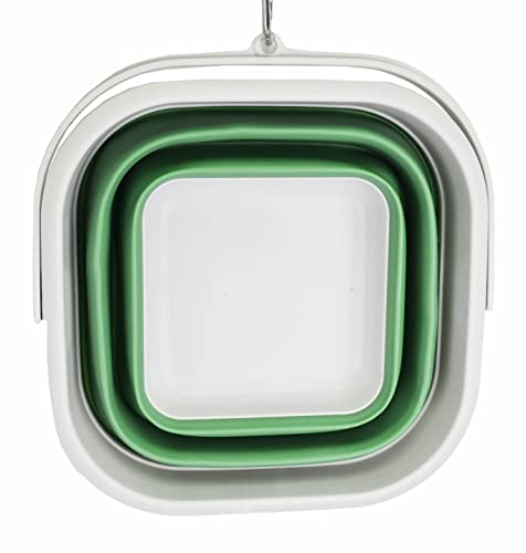 SAMMART 5,5 l zusammenklappbarer quadratischer handlicher Eimer/Faltbarer quadratischer Wassereimer/tragbare Wanne mit Griff.