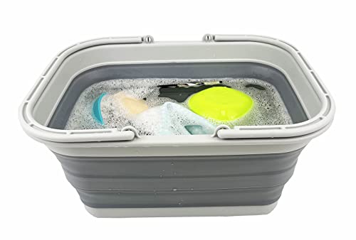 SAMMART 12L zusammenklappbare Wanne mit Griff – Tragbarer Outdoor-Picknickkorb/Krater – Faltbare Einkaufstasche – Platzsparender Aufbewahrungsbehälter