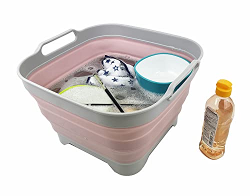 SAMMART 10 l zusammenklappbare Geschirrpfanne mit Abtropfstöpsel – faltbares Waschbecken – tragbare Geschirrwaschwanne – platzsparende Küchenaufbewahrung