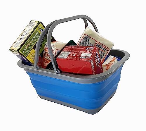 SAMMART 15L Zusammenklappbarer Korb mit Griff - Tragbarer Picknickkorb/Krater für den Außenbereich - Faltbare Einkaufstasche - Platzsparender Aufbewahrungsbehälter