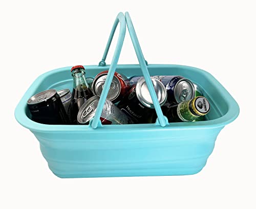 SAMMART 9,2 l zusammenklappbare Wanne mit Griff – tragbarer Picknickkorb für den Außenbereich – Faltbare Einkaufstasche – platzsparender Aufbewahrungsbehälter