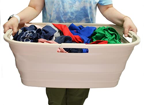 SAMMART 44L Faltbarer Kunststoff-Wäschekorb - Faltbarer Pop-up-Aufbewahrungsbehälter/Organizer - Tragbare Waschwanne - Platzsparender Korb, Wasserkapazität: 35L
