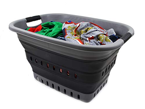 SAMMART 37L zusammenklappbarer Kunststoff-Wäschekorb – faltbarer Pop-Up-Aufbewahrungsbehälter/Organizer – tragbarer Korb – platzsparender Korb/Korb