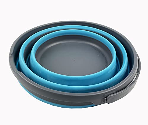 SAMMART 10L zusammenklappbarer Kunststoffeimer – Faltbare runde Wanne – tragbarer Angelwassereimer – platzsparender Outdoor-Wassertopf, Größe 33 cm Durchmesser