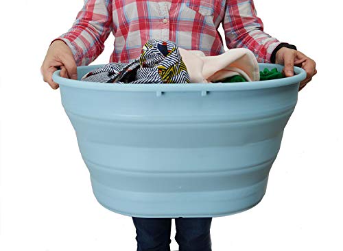 SAMMART Faltbarer ovaler Wäschekorb, 25 l, zusammenklappbar, Aufbewahrungsbehälter/Organizer, tragbare Waschwanne, platzsparender Wäschekorb, Haustier-Badewanne, Wasserkapazität 20 l