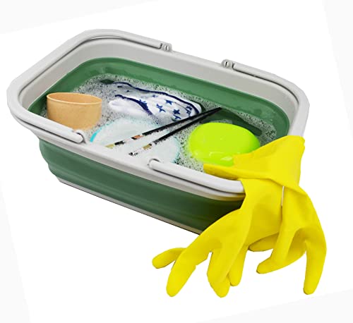 SAMMART 9,2 l zusammenklappbare Wanne mit Griff – tragbarer Picknickkorb für den Außenbereich – Faltbare Einkaufstasche – platzsparender Aufbewahrungsbehälter