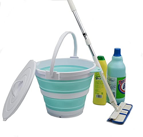 SAMMART 10 l Faltbarer Angeleimer mit Verriegelungsdeckel – tragbarer Kunststoff-Wassereimer – platzsparender Outdoor-Wassertopf – Kofferraum-Organizer für alle Arten von Fahrzeugen