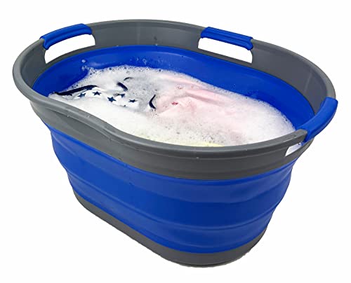 SAMMART 25L zusammenklappbarer Wäschekorb aus Kunststoff – faltbarer Pop-Up-Aufbewahrungsbehälter/Organizer – tragbare Waschwanne – platzsparender Wäschekorb