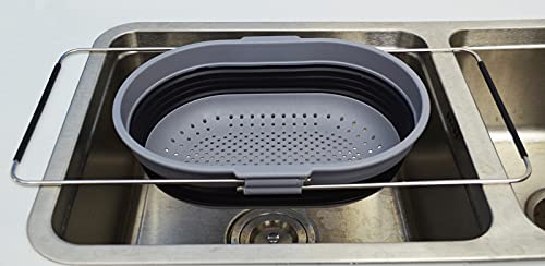 SAMMART 5L Erweiterbares und zusammenklappbares TPE/PP-Oval-Sieb über dem Waschbecken