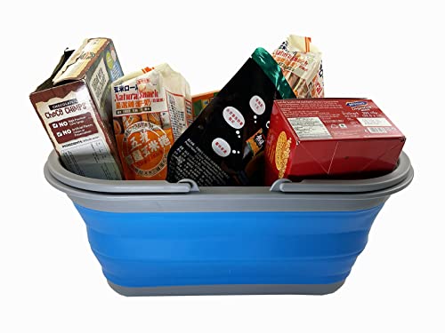 SAMMART 15L Zusammenklappbarer Korb mit Griff - Tragbarer Picknickkorb/Krater für den Außenbereich - Faltbare Einkaufstasche - Platzsparender Aufbewahrungsbehälter