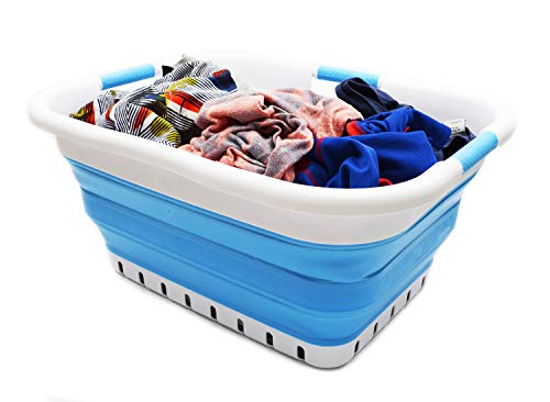 SAMMART Collapsible Plastic Laundry Basket - Foldable Pop Up Storage Container/Organizer - Portable Washing Tub - Space Saving Hamper/Basket
