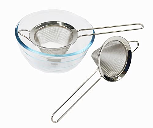 SAMMART Set mit 2 konischen Edelstahlsieben mit 9 cm Durchmesser. mit geradem Griff - konisches Siebsieb