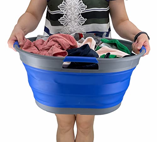 SAMMART 25L zusammenklappbarer Wäschekorb aus Kunststoff – faltbarer Pop-Up-Aufbewahrungsbehälter/Organizer – tragbare Waschwanne – platzsparender Wäschekorb