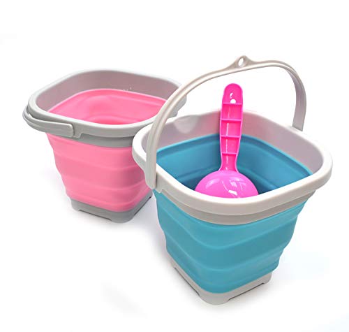 SAMMART 2,6L Super Mini quadratischer zusammenklappbarer Plastikeimer - Faltbare quadratische Wanne - tragbarer Angelwassereimer - platzsparender Wassertopf im Freien