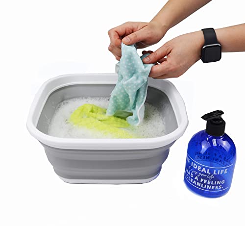 SAMMART 5,5 l (1,4 Gallonen) Set mit 2 faltbaren Wannen – faltbare Geschirrwanne – tragbares Waschbecken – platzsparende Kunststoff-Waschwanne