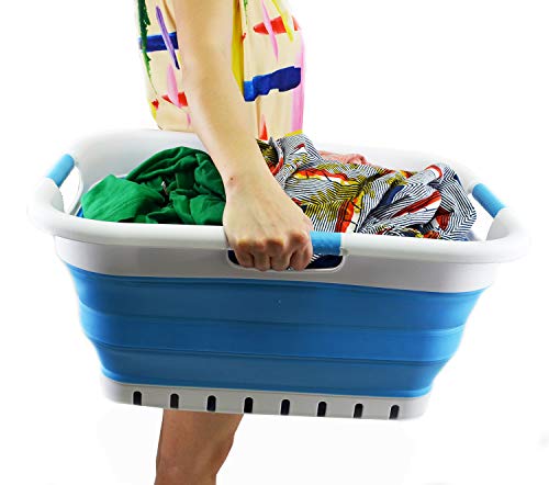 SAMMART Collapsible Plastic Laundry Basket - Foldable Pop Up Storage Container/Organizer - Portable Washing Tub - Space Saving Hamper/Basket
