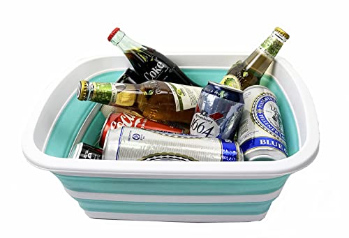 SAMMART 10L Faltbare Wanne – Faltbare Geschirrwanne – Tragbares Waschbecken – Platzsparende Kunststoff-Waschwanne
