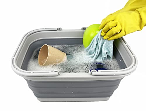 SAMMART 12L zusammenklappbare Wanne mit Griff – Tragbarer Outdoor-Picknickkorb/Krater – Faltbare Einkaufstasche – Platzsparender Aufbewahrungsbehälter