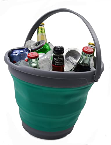 SAMMART 10L zusammenklappbarer Plastikeimer - Faltbare runde Wanne - Tragbarer Wassereimer zum Angeln - Platzsparender Outdoor-Wassertopf. Größe 31cm Durchmesser