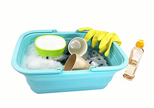SAMMART 9,2 l zusammenklappbare Wanne mit Griff – tragbarer Picknickkorb für den Außenbereich – Faltbare Einkaufstasche – platzsparender Aufbewahrungsbehälter