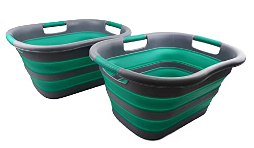 SAMMART Faltbarer Wäschekorb aus Kunststoff, 30 l, faltbar, Pop-Up-Aufbewahrungsbehälter/Organizer, tragbare Wäschewanne, platzsparender Wäschekorb/Korb