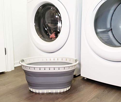 SAMMART Faltbarer Wäschekorb aus Kunststoff, 25 l, zusammenklappbar, Pop-Up-Aufbewahrungsbehälter/Organizer, tragbarer Einkaufskorb, platzsparender Korb