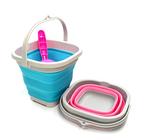 SAMMART 2,6L Super Mini quadratischer zusammenklappbarer Plastikeimer - Faltbare quadratische Wanne - tragbarer Angelwassereimer - platzsparender Wassertopf im Freien