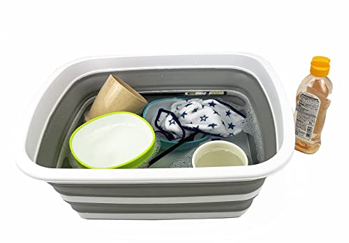 SAMMART 10L Faltbare Wanne – Faltbare Geschirrwanne – Tragbares Waschbecken – Platzsparende Kunststoff-Waschwanne