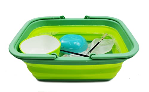 SAMMART 9,2 l zusammenklappbare Kunststoffwanne mit Griff – tragbarer Outdoor-Picknickkorb/Krater/Einkaufstasche – Faltbarer Aufbewahrungsbehälter – platzsparend
