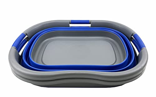 SAMMART 40L zusammenklappbarer Wäschekorb aus Kunststoff – faltbarer Pop-Up-Aufbewahrungsbehälter/Organizer – tragbare Waschwanne – platzsparender Wäschekorb