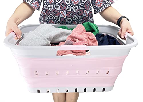 SAMMART 42L Faltbarer Wäschekorb aus Kunststoff - Faltbarer Pop-Up-Aufbewahrungsbehälter/Organizer - Tragbarer Wäschekorb - Platzsparender Wäschekorb